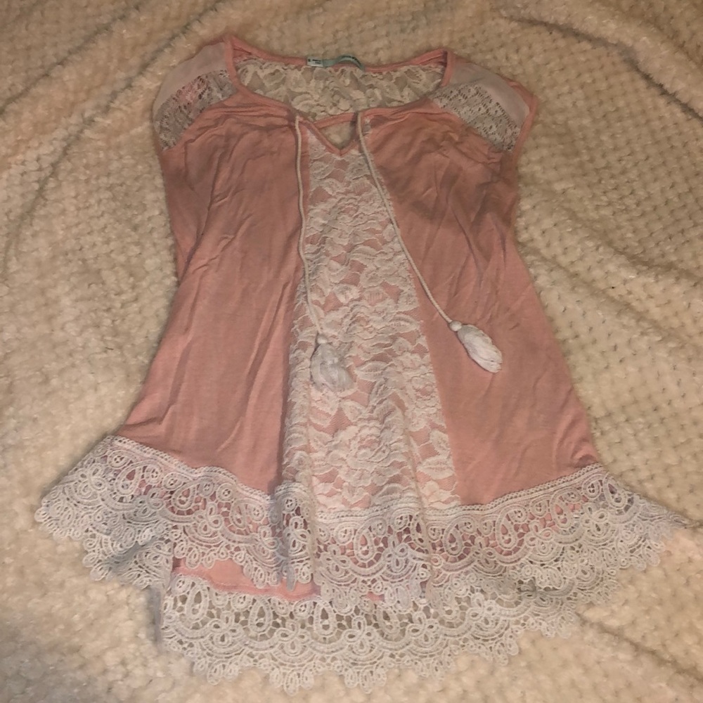 Small Girls Maurices Pink Lace Tank Top